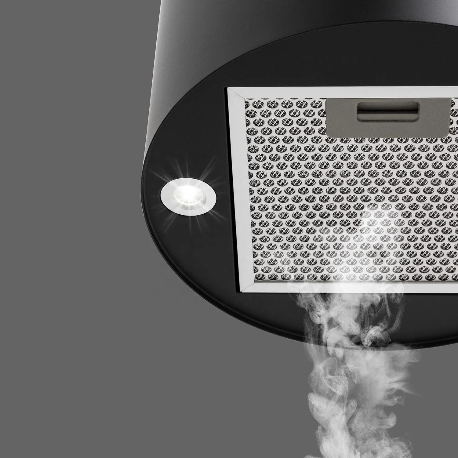 big suction round ceiling chimney hood column black round ceiling island range hood cooking kitchen hood with aluminum filters