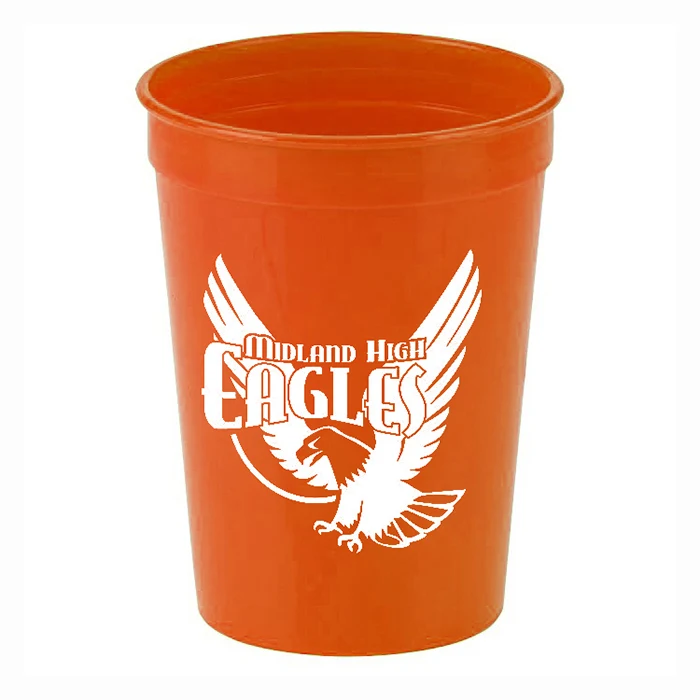 Low MOQ 12oz Colorful Plastic Drinking Cups Custom Logo Stadium Cup