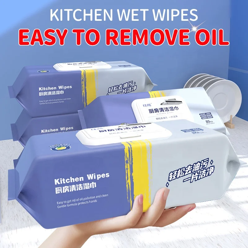 household kitchen wet wipes oil stains remover cleaning wipes