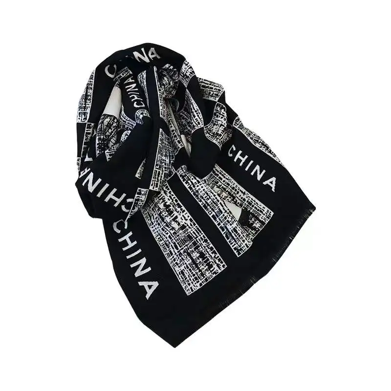 Модный кашемировый шарф, индивидуальная печать букв, шаль, темпераментный теплый брендовый дизайнерский шарф с логотипом