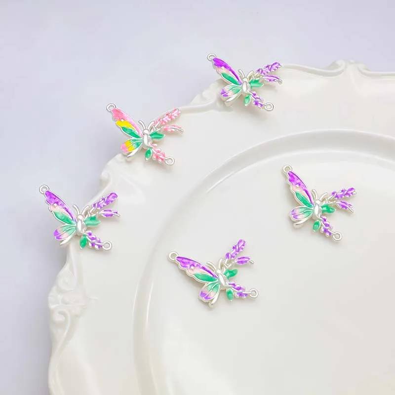 Super color butterfly double pendant diy handmade bracelet necklace earrings material accessories all match
