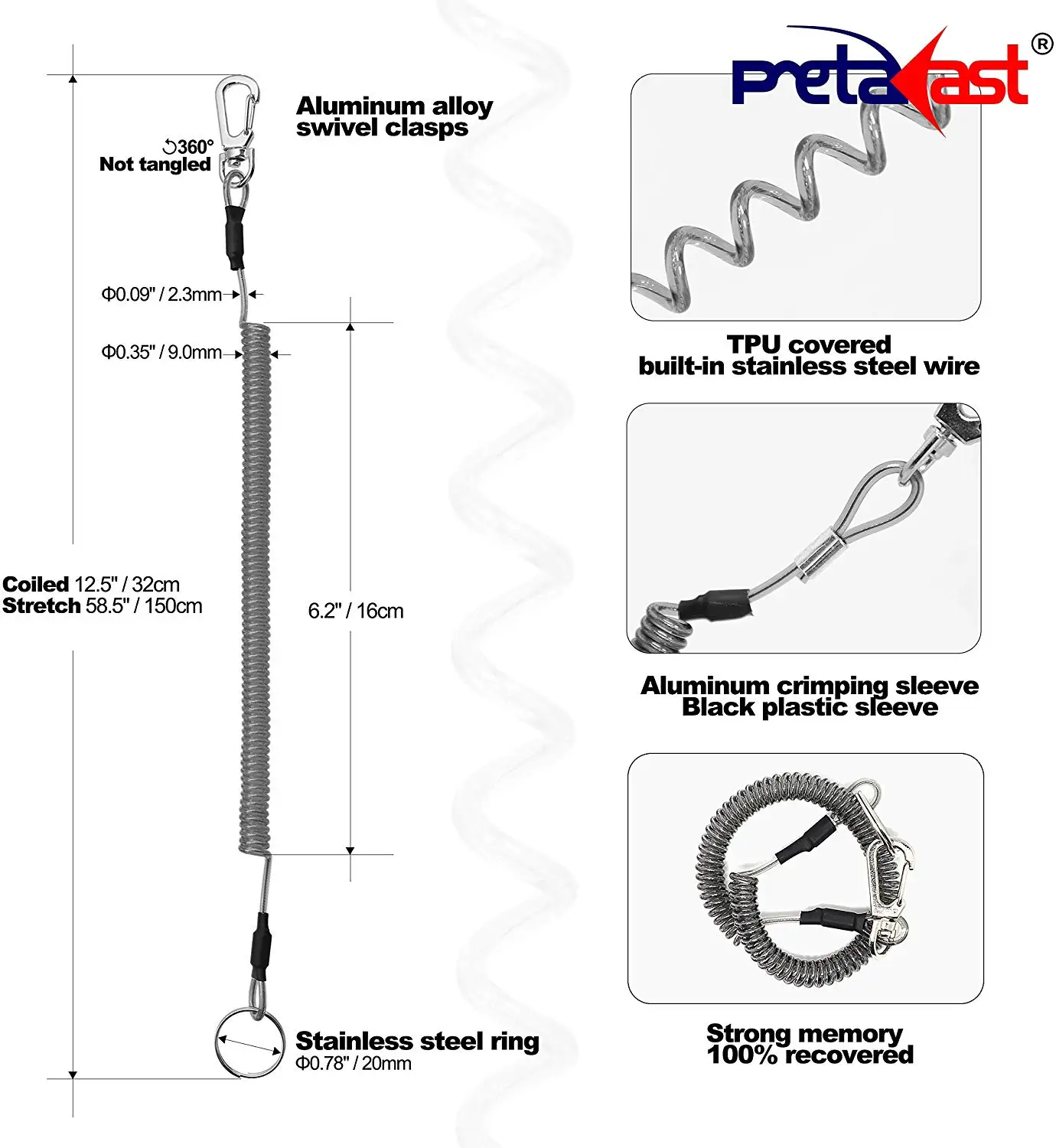 
SAMSFX Fishing Pliers with Coiled Lanyard and Camo Sheath 7 inches Fishing Pliers with Quick Knot Tool 