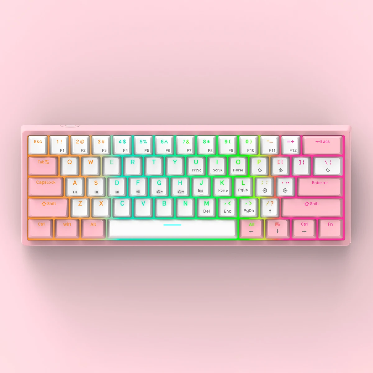 60% White Keyboard RGB 61 Keys PBT Computer Gaming Usb Wired Light Led Gamer Mechanical Keyboard