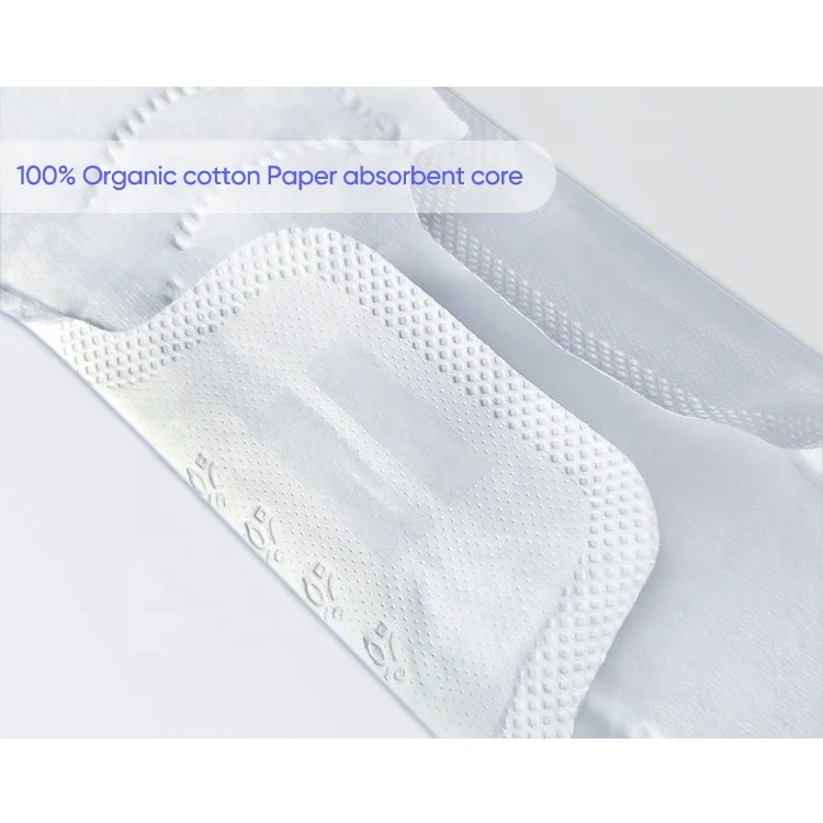 
Italy 100% certified organic cotton absorbent core sanitary pads napkin biodegradable PLA sanitary towels in low price 