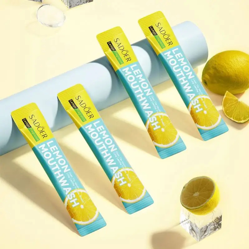 Sadoer Disposable Mouthwash Liquid Alcohol Free Organic Oral Care Natural Mint Peach Lemon Favor Mouth Wash Private Label