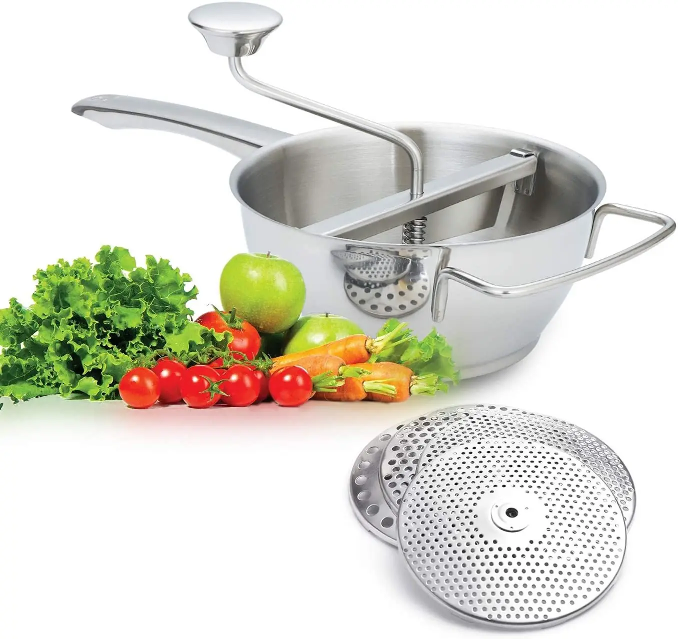 Sanwei Kitchen Accessories Hand Operated Vegetable Mill Potato Salad Chopper Vegetable Grinder Stainless Steel Food Mill