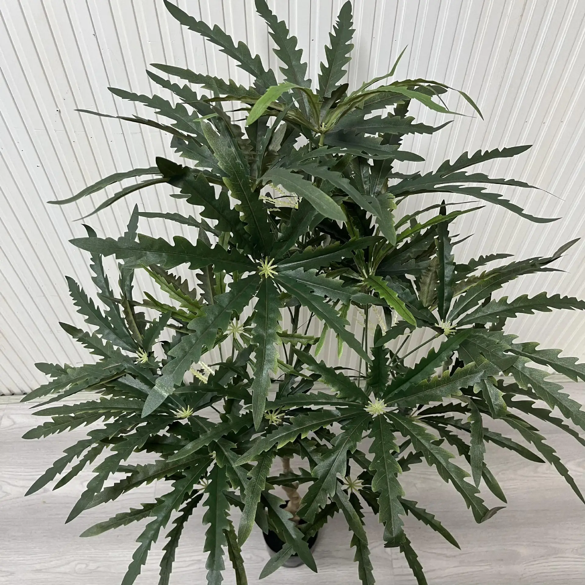 Simulated Malachite Octagonal Leaf Matte Plant Potted Artificial Peacock Banana Bonsai Trees Plastic Grass Greening Decoration