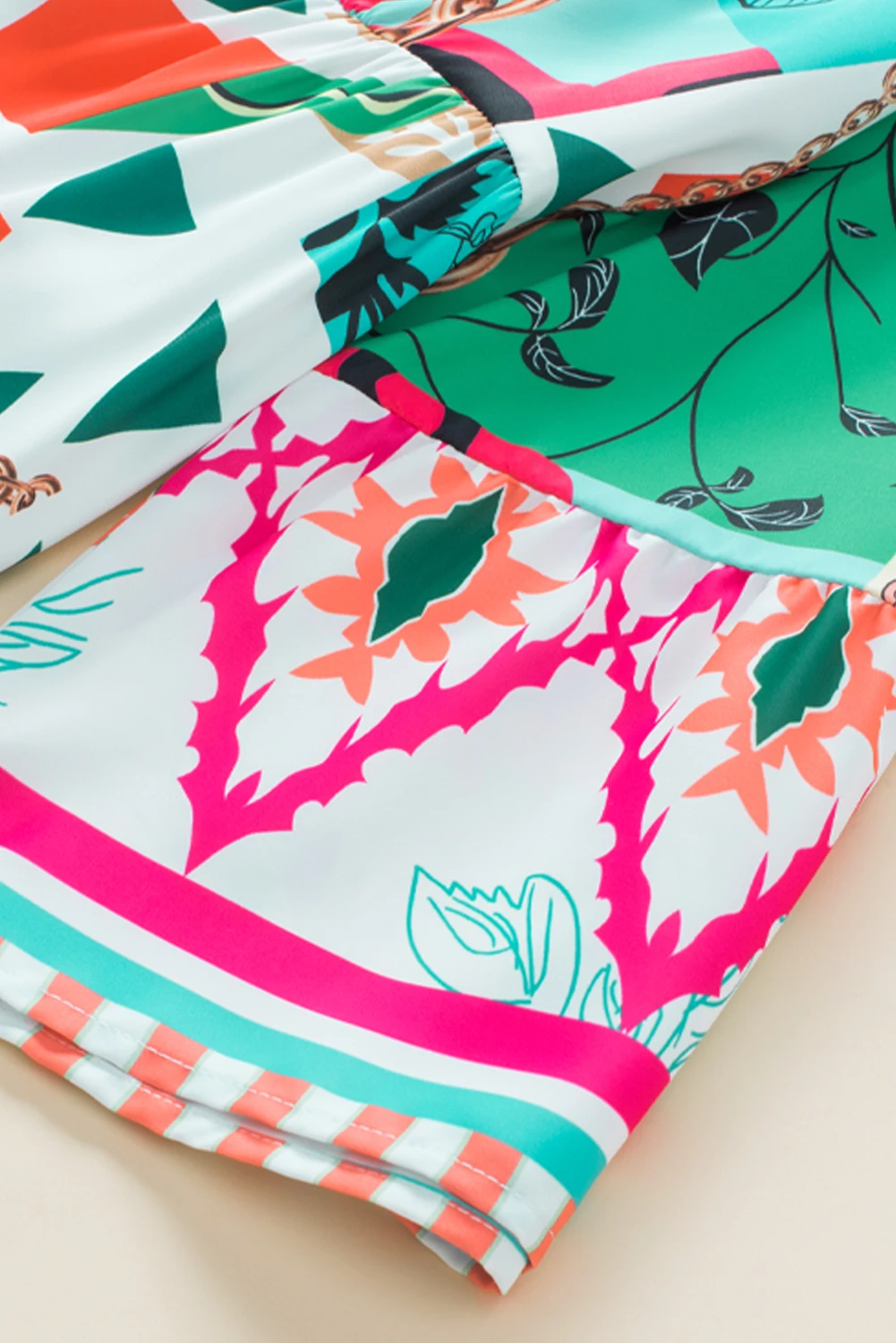 2024 Wholesale Chic Clothes Customized Summer Multicolour Boho Abstract Print Flowy Tiered Dress