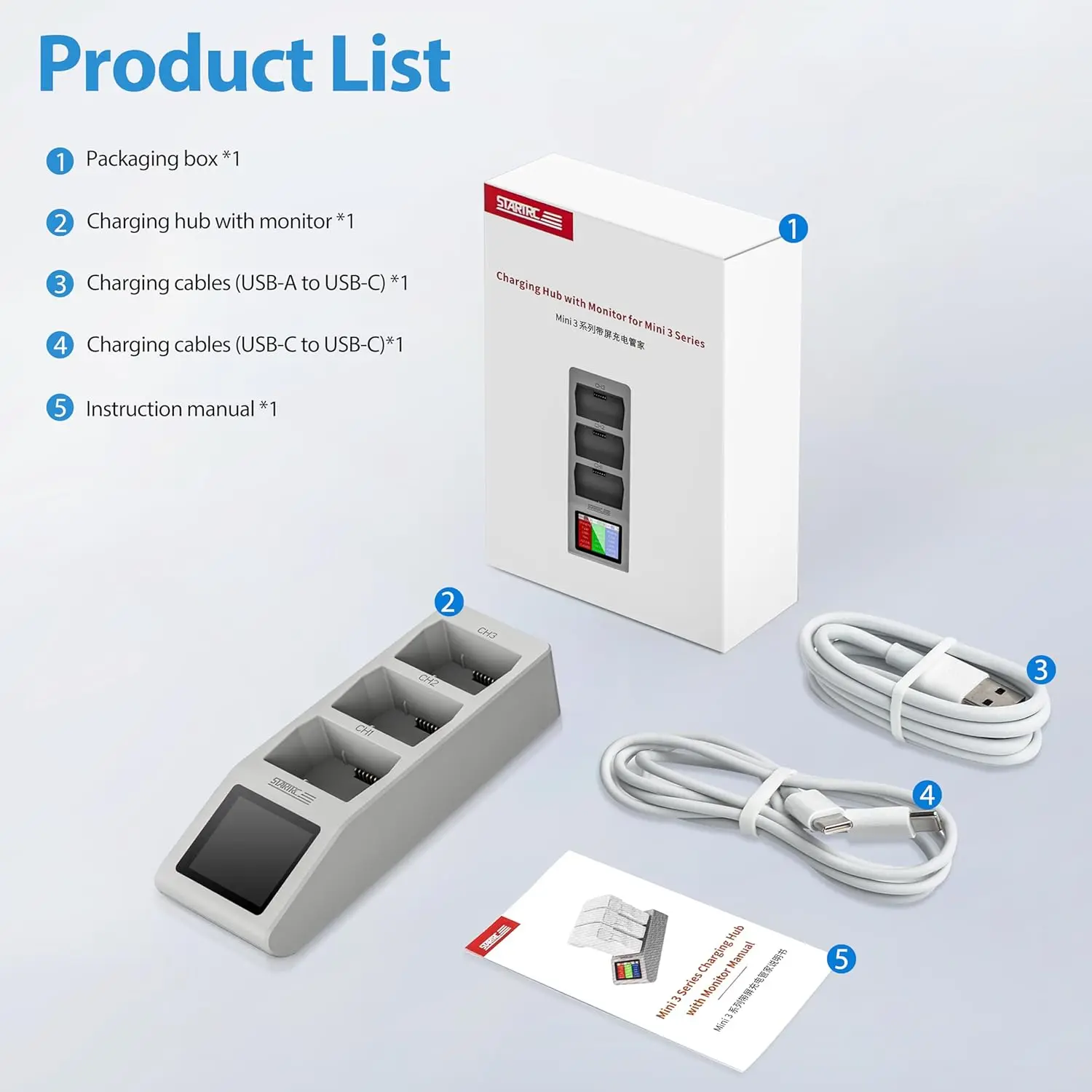 startrc mini 4 pro led night battery  charger for dji Mini 3 Pro charging hub accessories