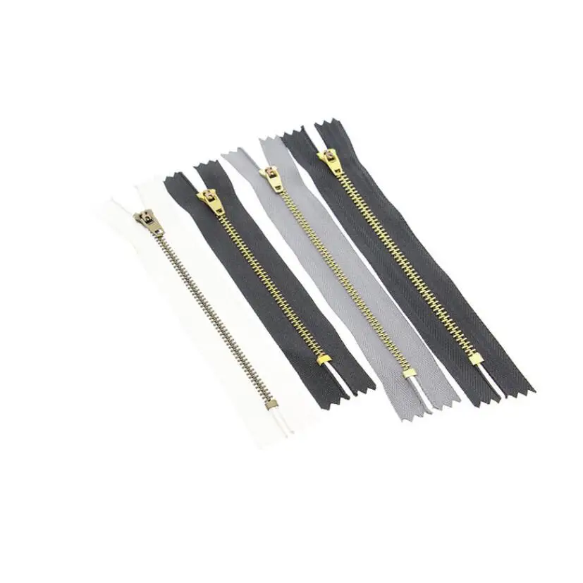 8/10/11/12/13/14/15/18 Cm 3# Gold Silver Rose Gold Brass Copper Metal Teeth Custom Metal Zipper For Bag Leather Jacket Coat