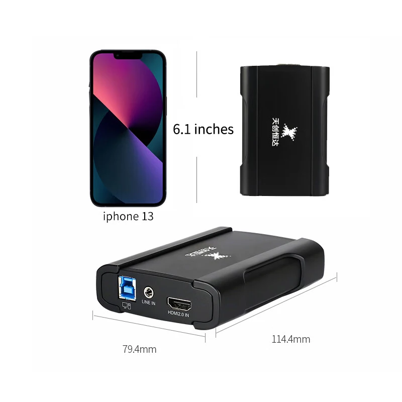 tchd TC-UB570 HD MI 4K external USB high-definition video capture card device, supporting 4K at 60 frames per second driver-free