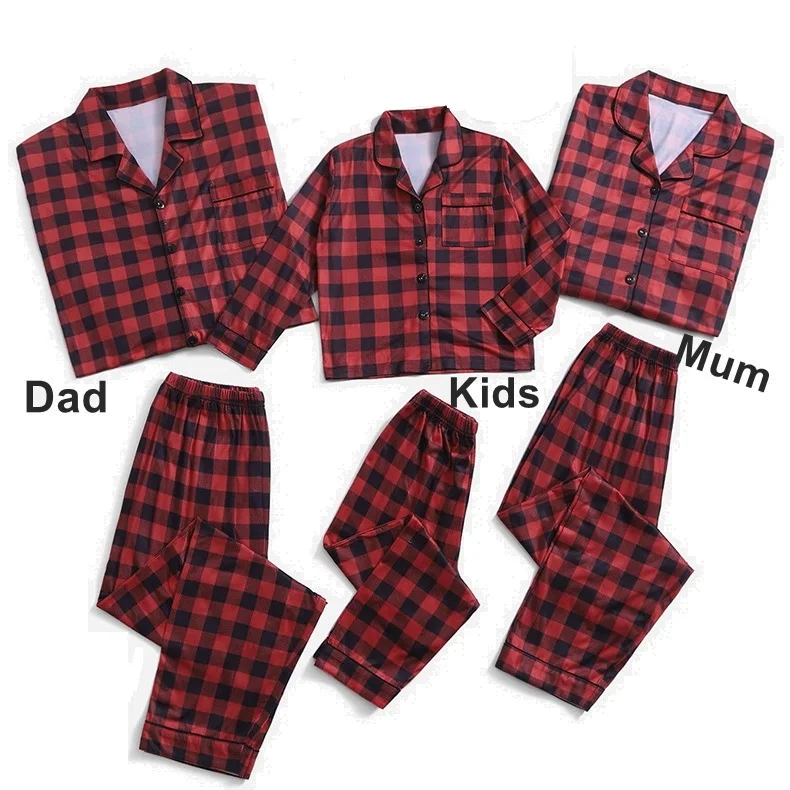 Silk Loungewear Adult Striped Xmas Pyjamas Womens Sleepwear Set Red Kids Matching Family Christmas Pajamas kigurumi pajamas