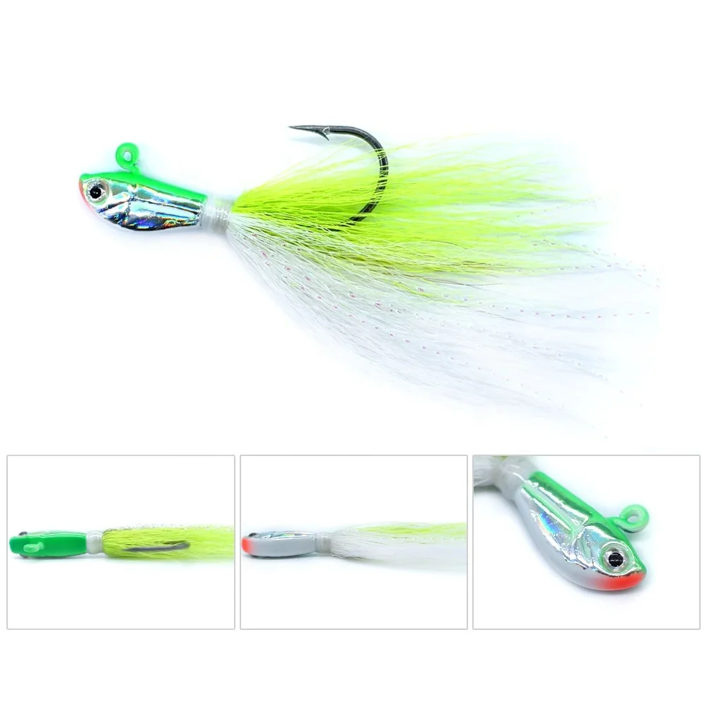 SEASKY 1oz Bucktail Metal Lure Lead Heads Sinking Crappie Freshwater Casting Fishing  28g Jig Head Hook