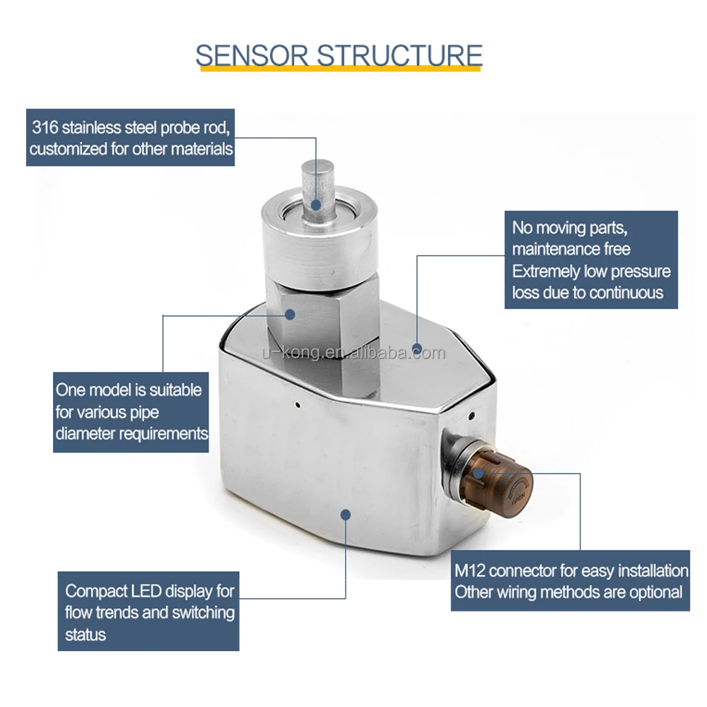 High Accuracy Water Flow Switch Stainless Steel Flow Sensor Thermal Flow Switch