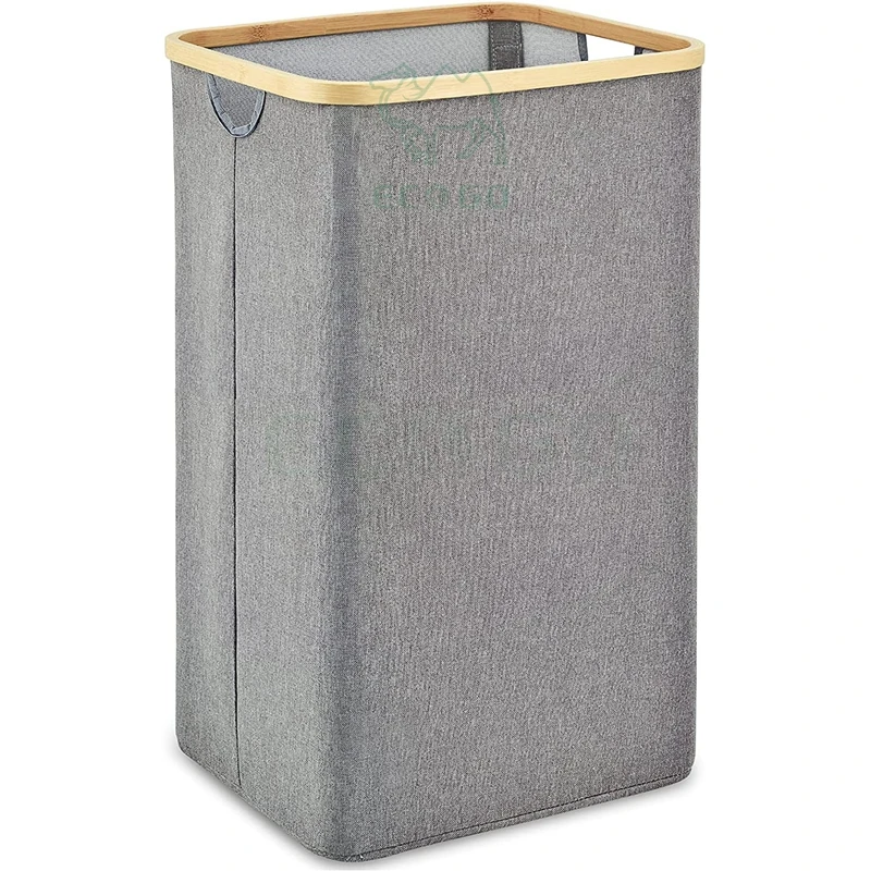 X-Large Foldable Laundry Basket With Bamboo Handles, Collapsible Laundry Hamper For Storage,Clothes