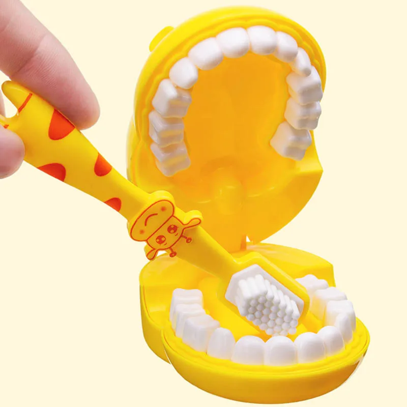 Cute Giraffe Modeling Dental Doctor Toys Role-playing Games Set Tooth Brush Pretend Play Hospital Kids Toys for Children Gifts