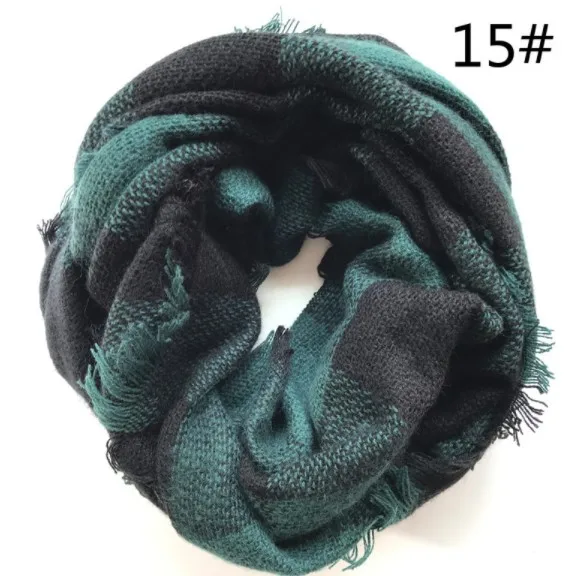 Acrylic infinity scarf plaid neck warmer wholesale women winter scarf