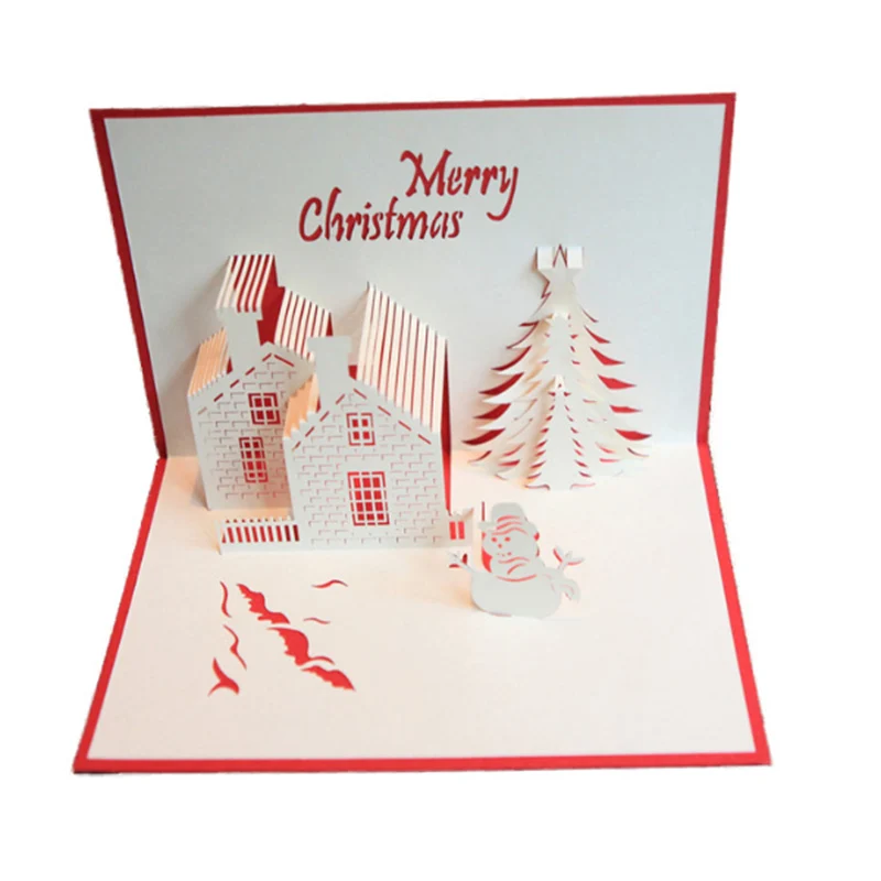 High quality Christmas tree gift card 3D pop up card handmade gift