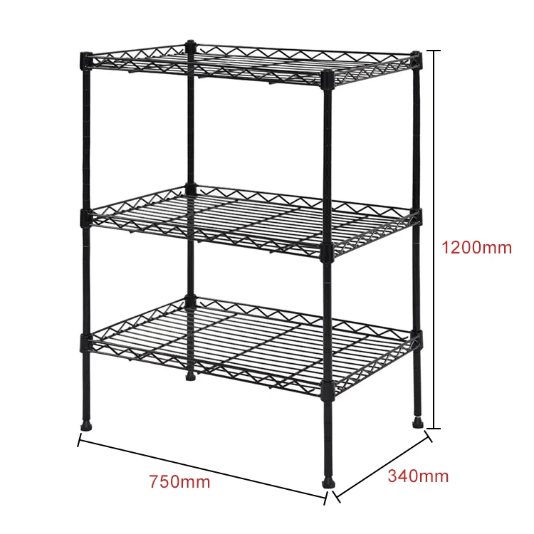 Adjustable black wire shelving metal mesh storage racks shelf storage rack
