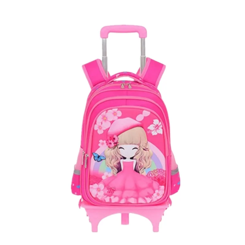 2020 fashionable large capacity pink princess school backpack cute kids trolley school bags