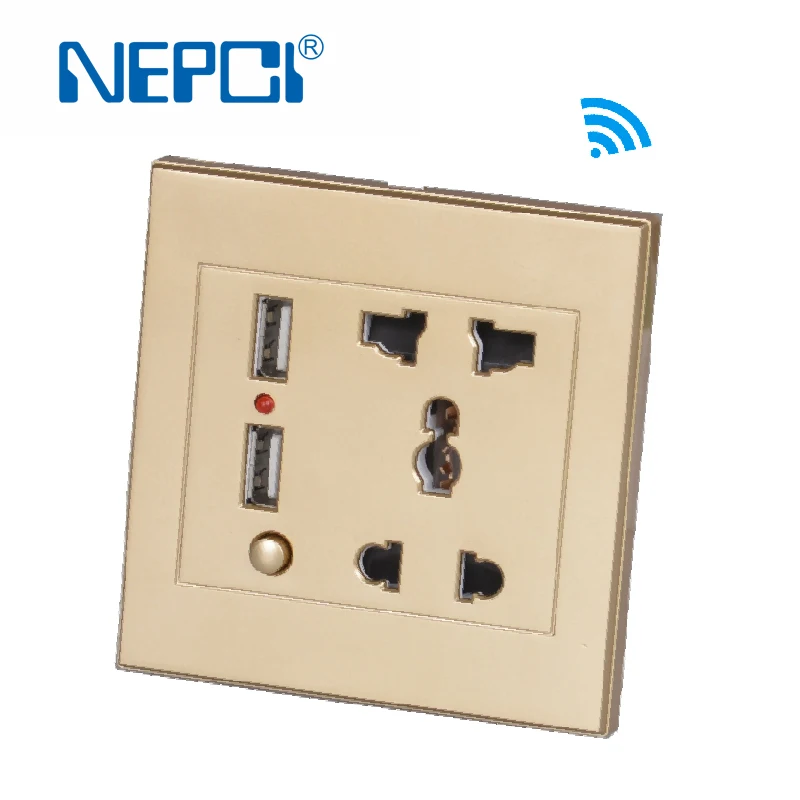 Usb настенная розетка с переключателем AC 240V 10A Тип разъема для зарядки: USB 5V 2.1A 86*86 белого и золотистого
