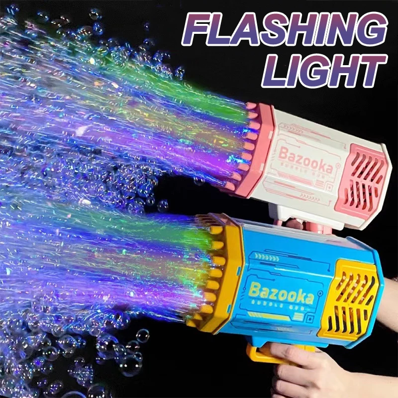 New Hot Selling Kids Toy 69 Holes Bazooka Electric Bubble Blower Automatic Rocket Boom Soap Bubble Blaster Machine Bubble Gun