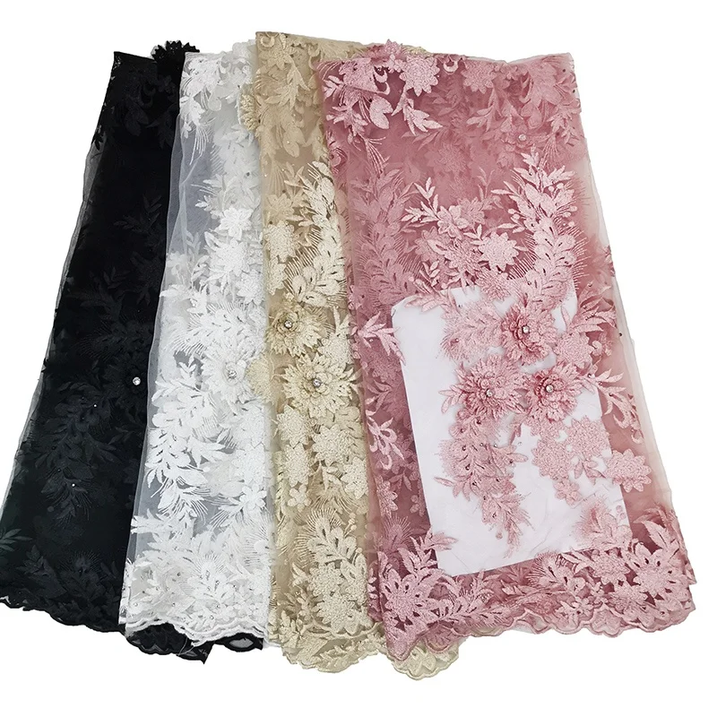 
factory price high quality tulle dress black 3d lace fabric aso ebi embroidery guipure lace fabric 
