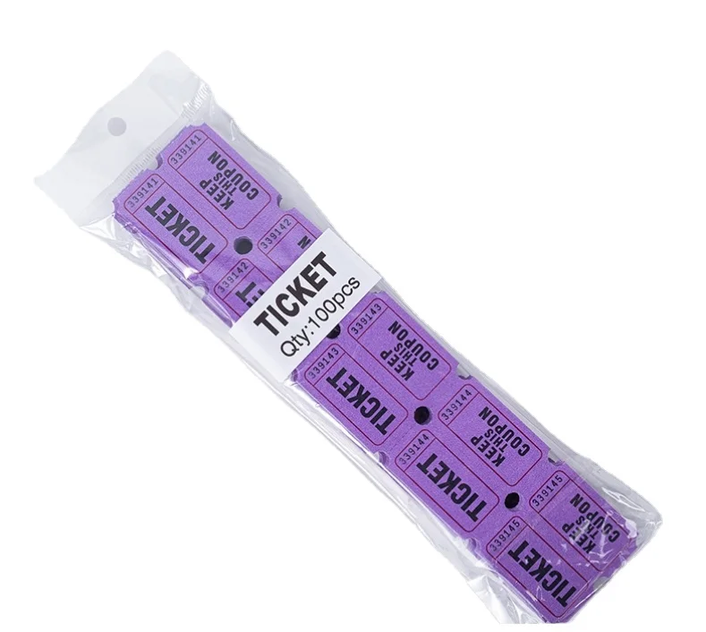Customizable logo Raffle Tickets Double Raffle Lottery Ticket Custom Raffle Ticket for Events, Class Reward 100 sets/bag