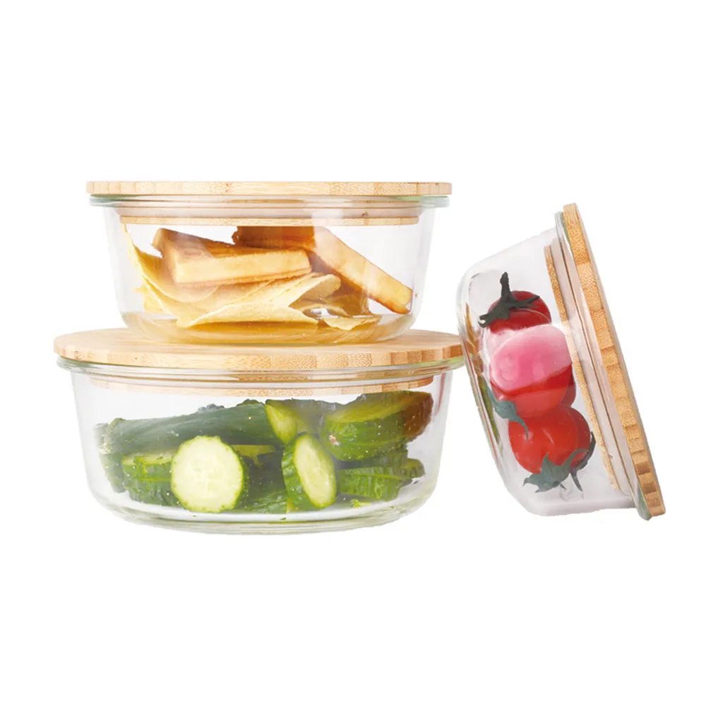 Plastic-free glass food storage set with Sustainable Bamboo Tops