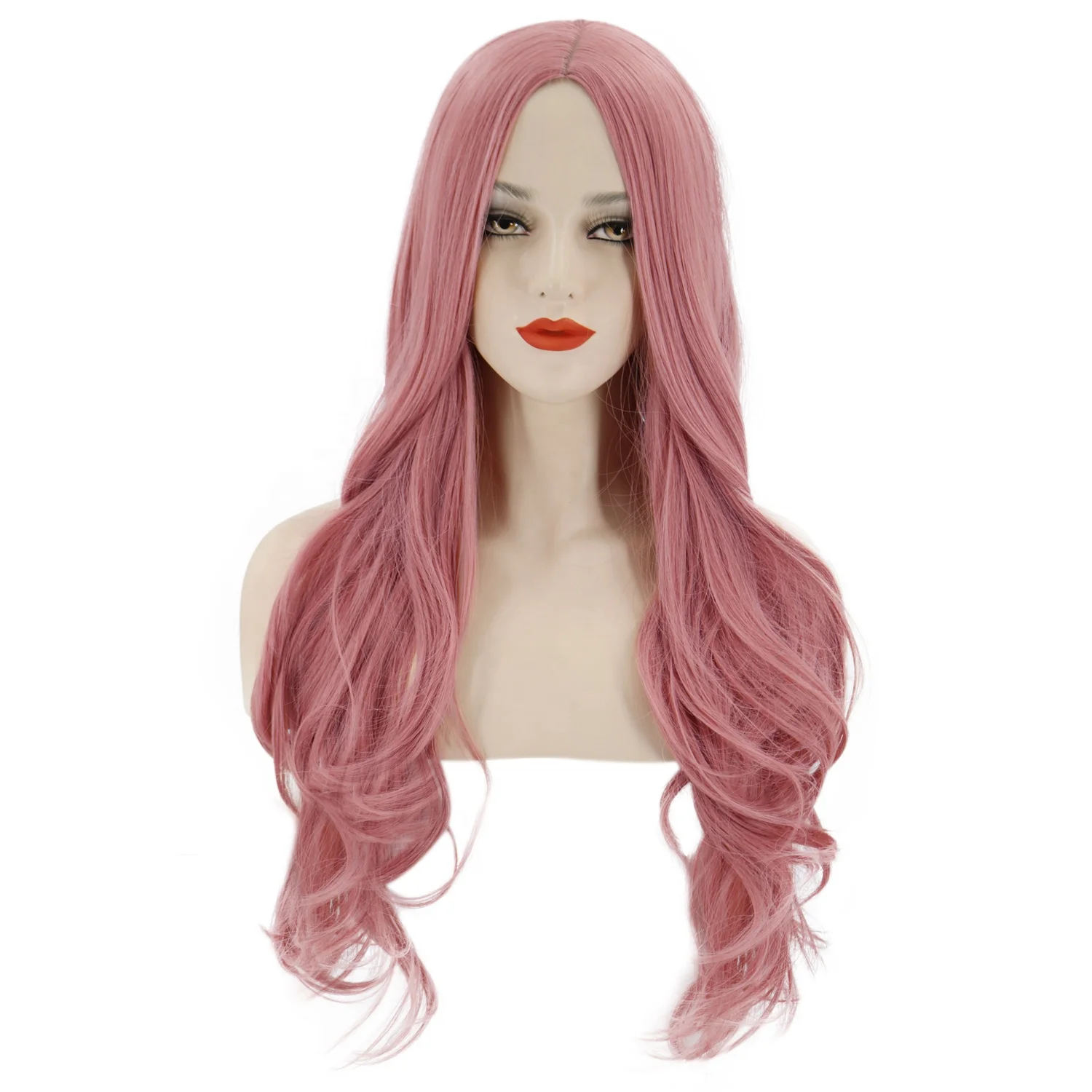 Vigorous Orange Pink Wigs Women Long Curly Body Wave  None Lace Front Hair Synthetic Cosplay Hair Wigs