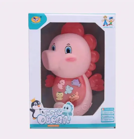 2023 New  animal keyboard  seahorse early education cognitive enlightenment sound light and music soothing toys