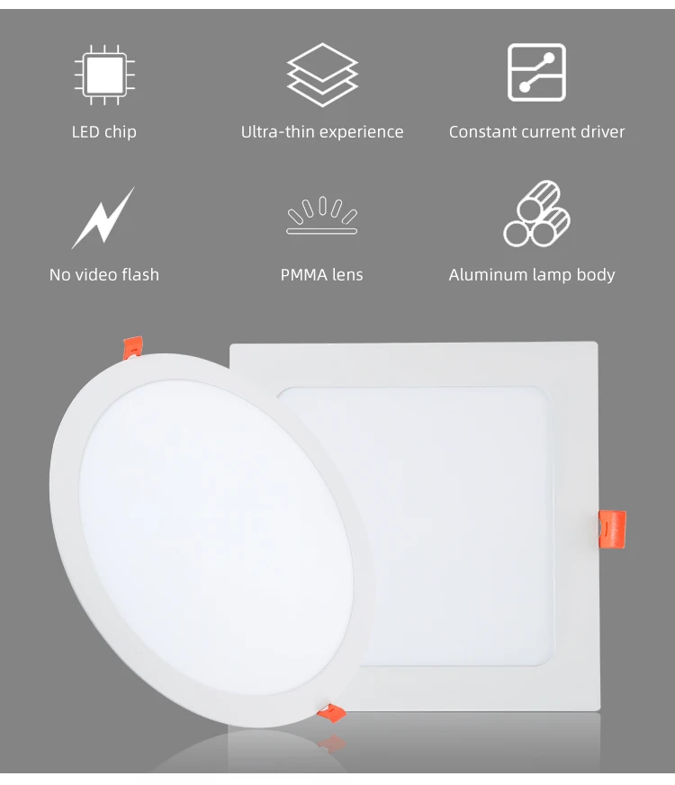 Manufacturer Custom indoor LED 9w 12w 24w recessed ceiling round ultra slim panel light 4 inch 5cct