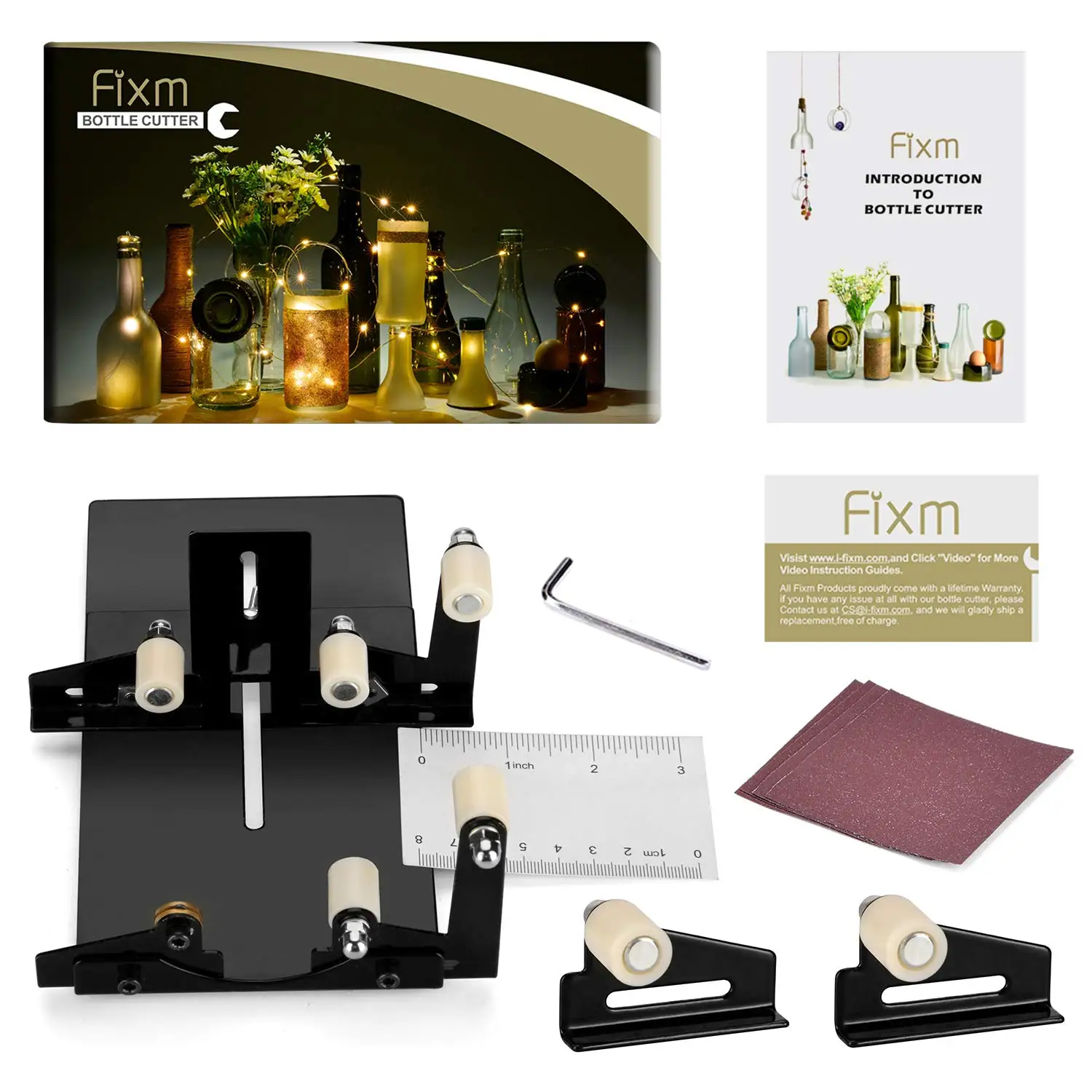 Glass Bottle Cutter, Fixm Square & Round Bottle Cutting Machine, Wine Bottles and Beer Bottles Cutter Tool with Accessories Tool