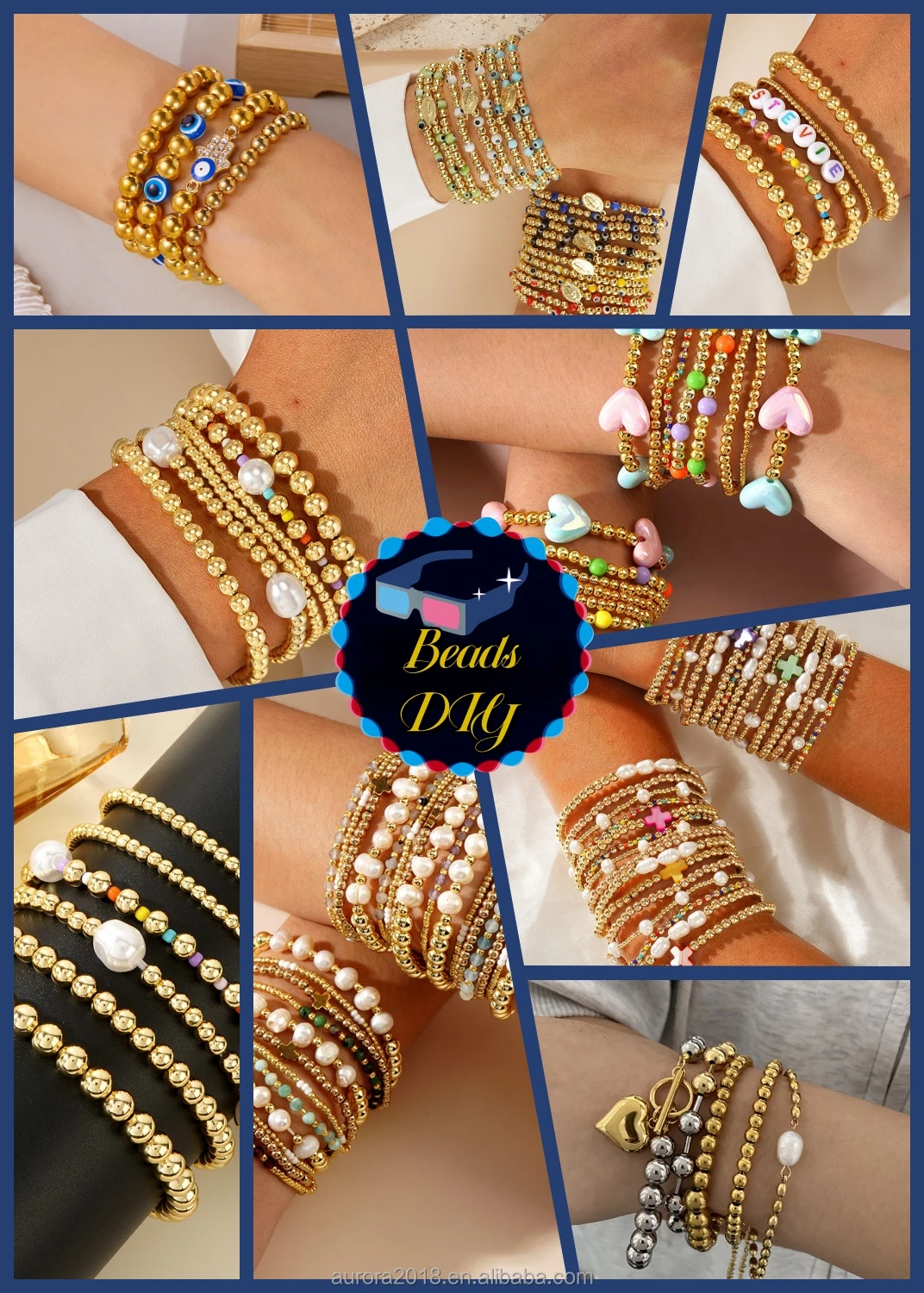 Bulk Wholesale Smooth Spacer Gold Plated Beads Affordable Jewelry Making Accessories Balls 2mm 3mm 4mm 5mm 6mm 8mm