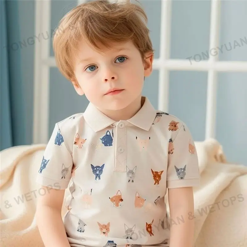 2025 KID Clothing Summer&Spring Breathable Fabric Kids Shirts 2-8Y 100%Organic Cotton Boys T-Shirts&Polo Shirts