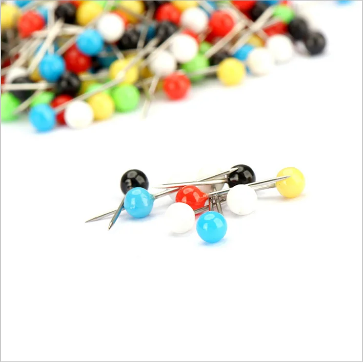 Wholesale Decorative Round Straight Pearl Head Patchwork big plastic ball head map push pins