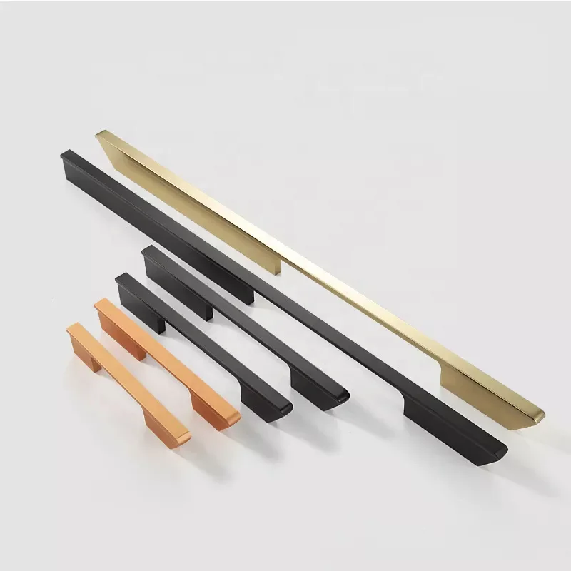 CNC Aluminium Furniture Long Wardrobe Handle Black And Gold Brass Wardrobe Door Pull