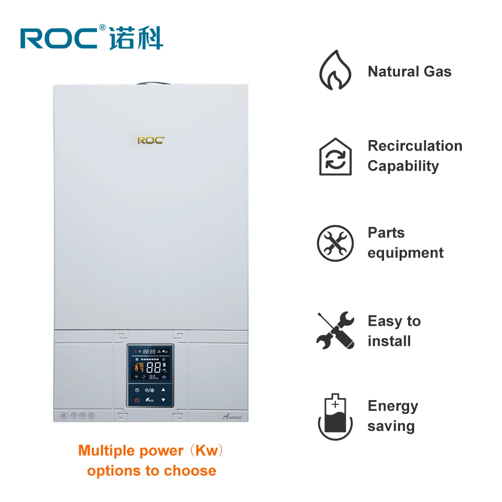 ROC 2022 Amazon Hot Sale Kombi High Efficiency Natural Gas Boiler Water Heater Wall Ventilation central Heating Boiler for Home