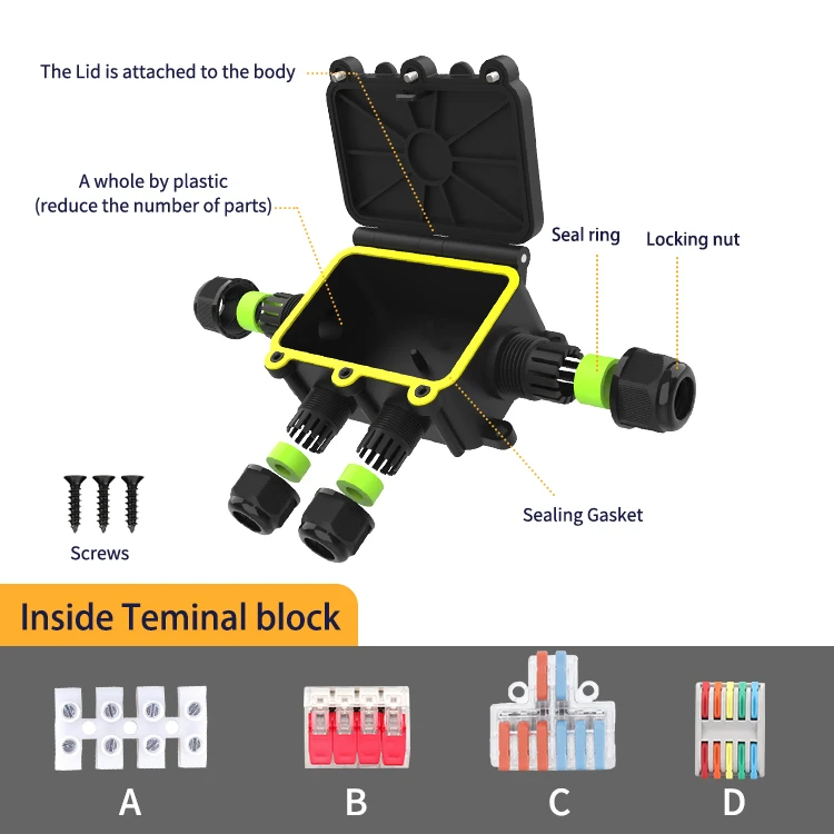 Outdoor E-Weichat Sensor Housing Boxes IP68 Waterproof Junction Box  Cable Terminals block