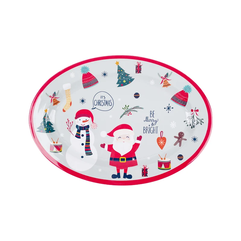 Chinese Factory Wholesale Supply Melamine Plastic Plate Dinnerware Dinner Tray Food Grade Dinnerware Christmas