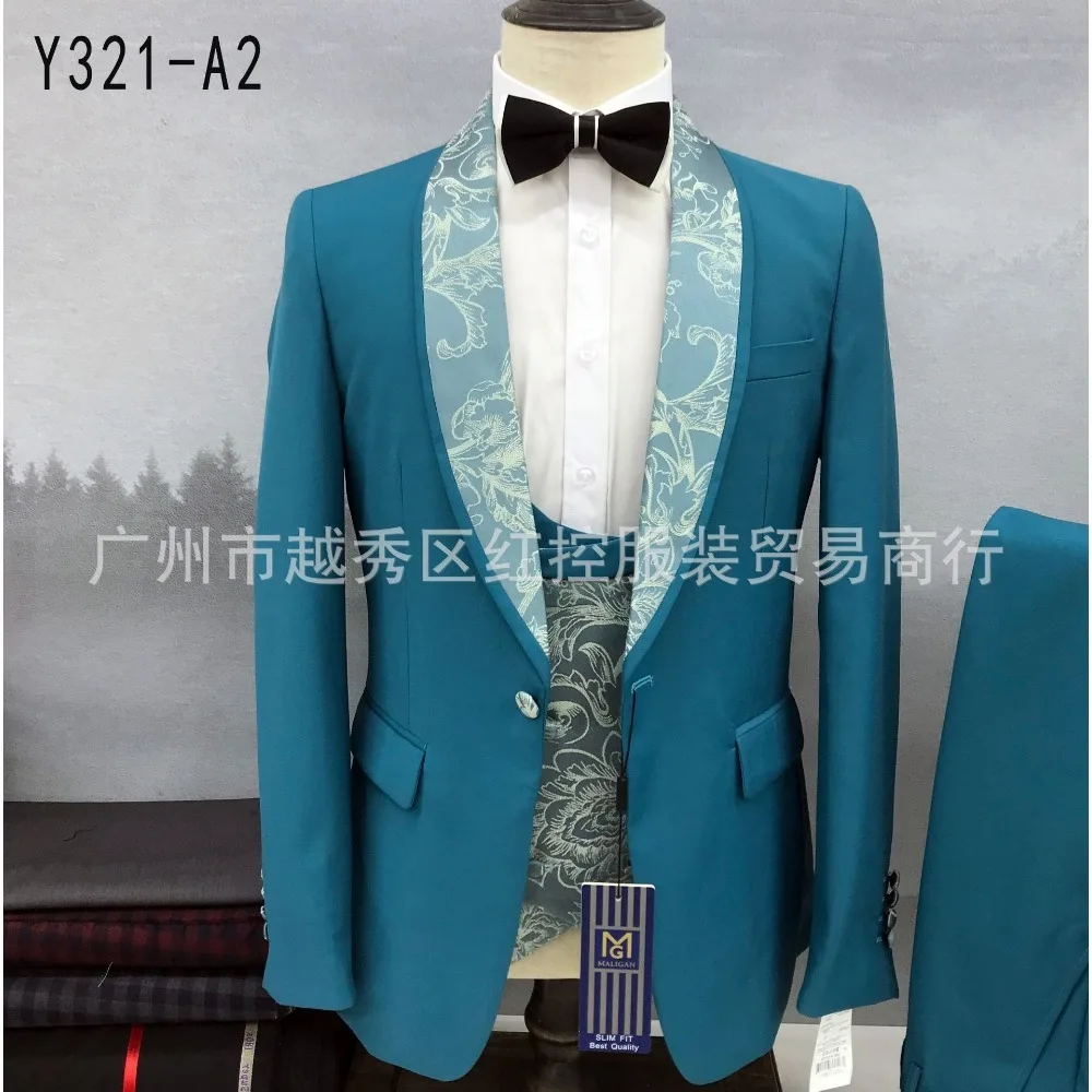fashion jacquard fabric men wedding commercial casual suit set 3 piece suits set for men mens business suits set luxury