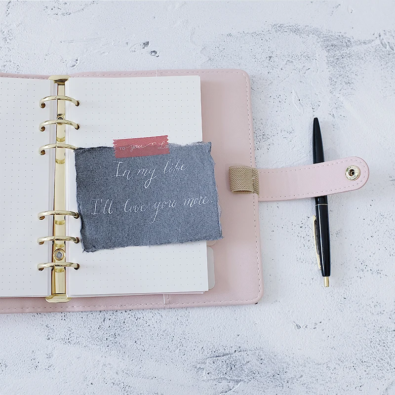 LABON Girls Portable Travel Record Handbook Notebook Planner 6-hole Spiral A6 Binder Cover