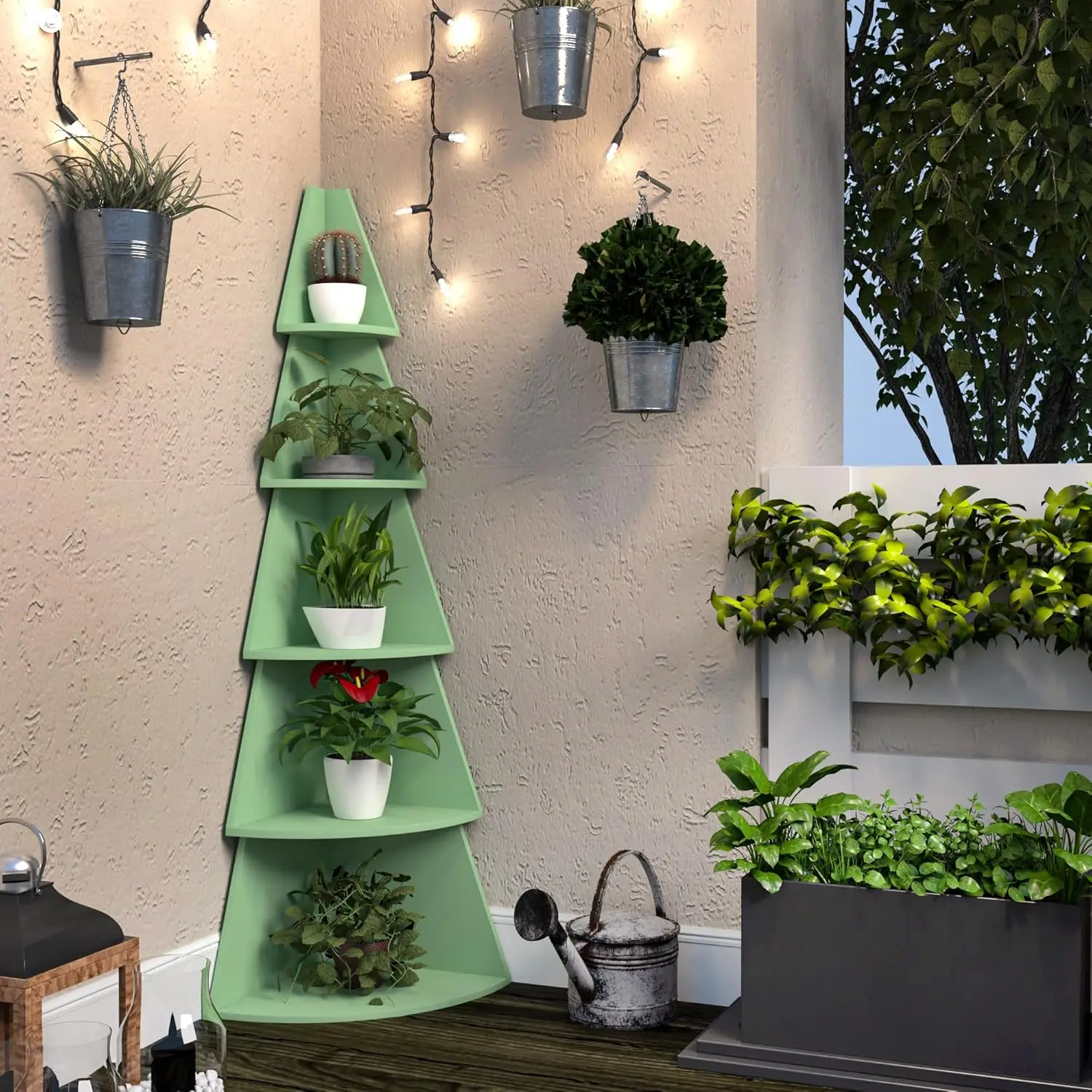 202407 Customized Tree Shape Bookshelf for Kids Tall Corner Shelves Modern Corner Bookshelf Wood Ladder Shelf Stand Corner Stand