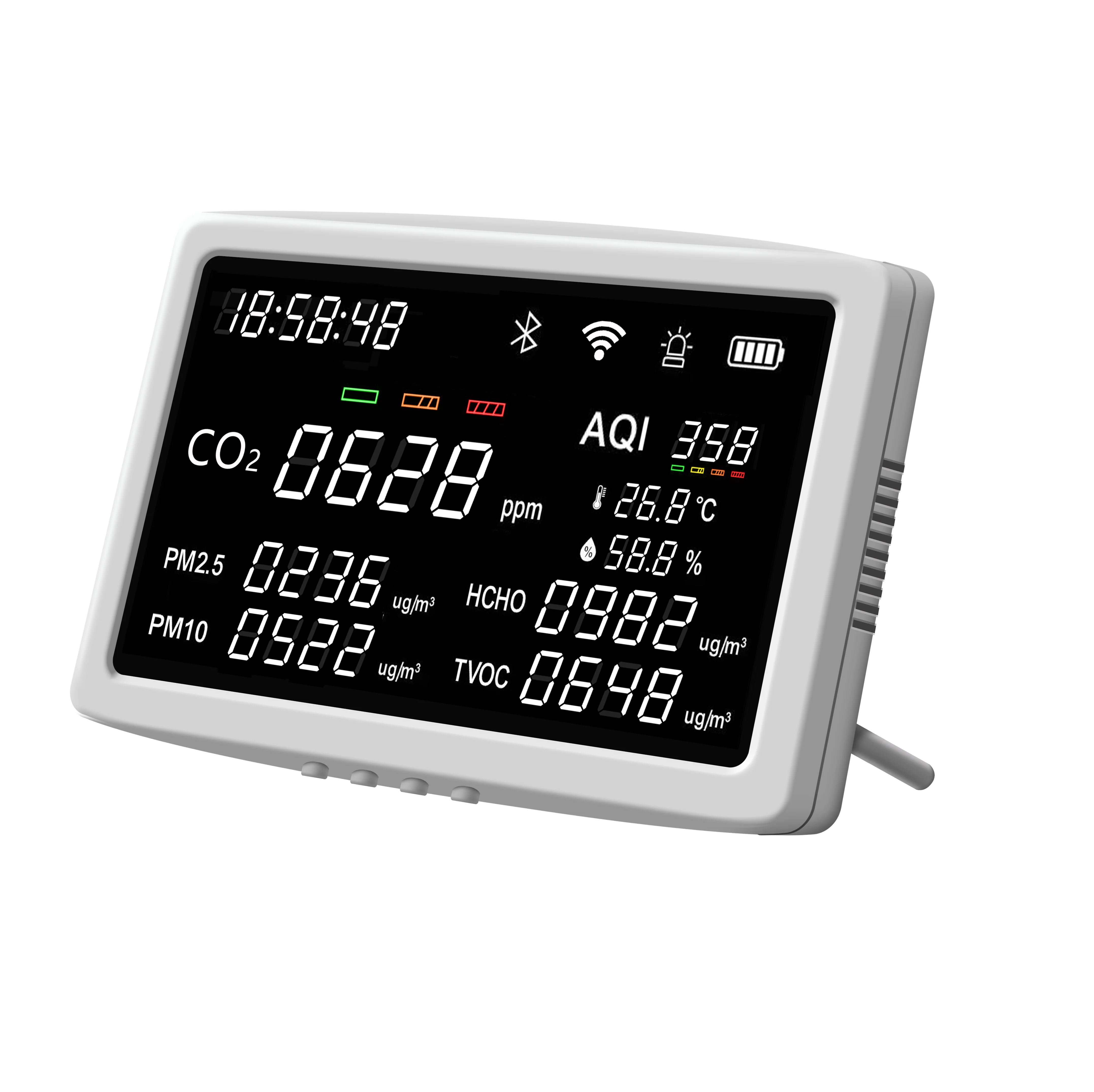 CO2 Meter PM2.5 Detector Temperature Humidity sensor with WiFi USB charge Air Quality Monitor