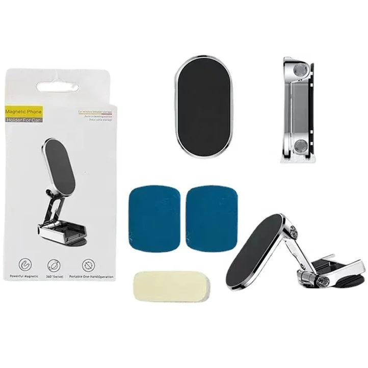 2023 High Quality Folding Magnetic Phone Holder For Car Phone Bracket  Navigation Fixed Support with Sticker Car Phone Holder