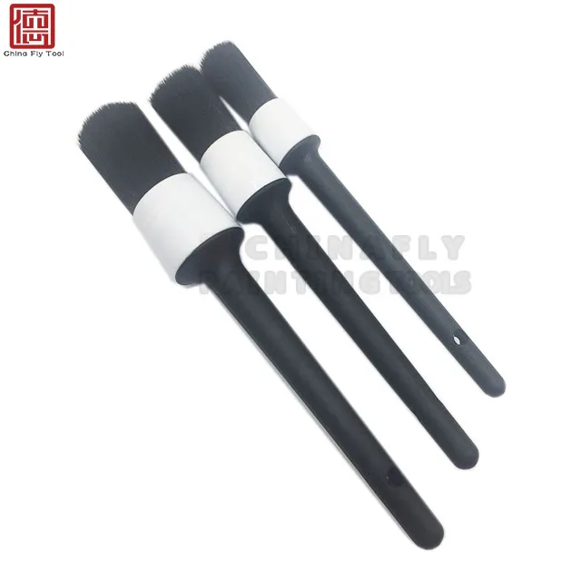 CTRPB012  Wholesale price 3pack Black Plastic Handle synthetic filament  Round Paint Brushes for car care brush