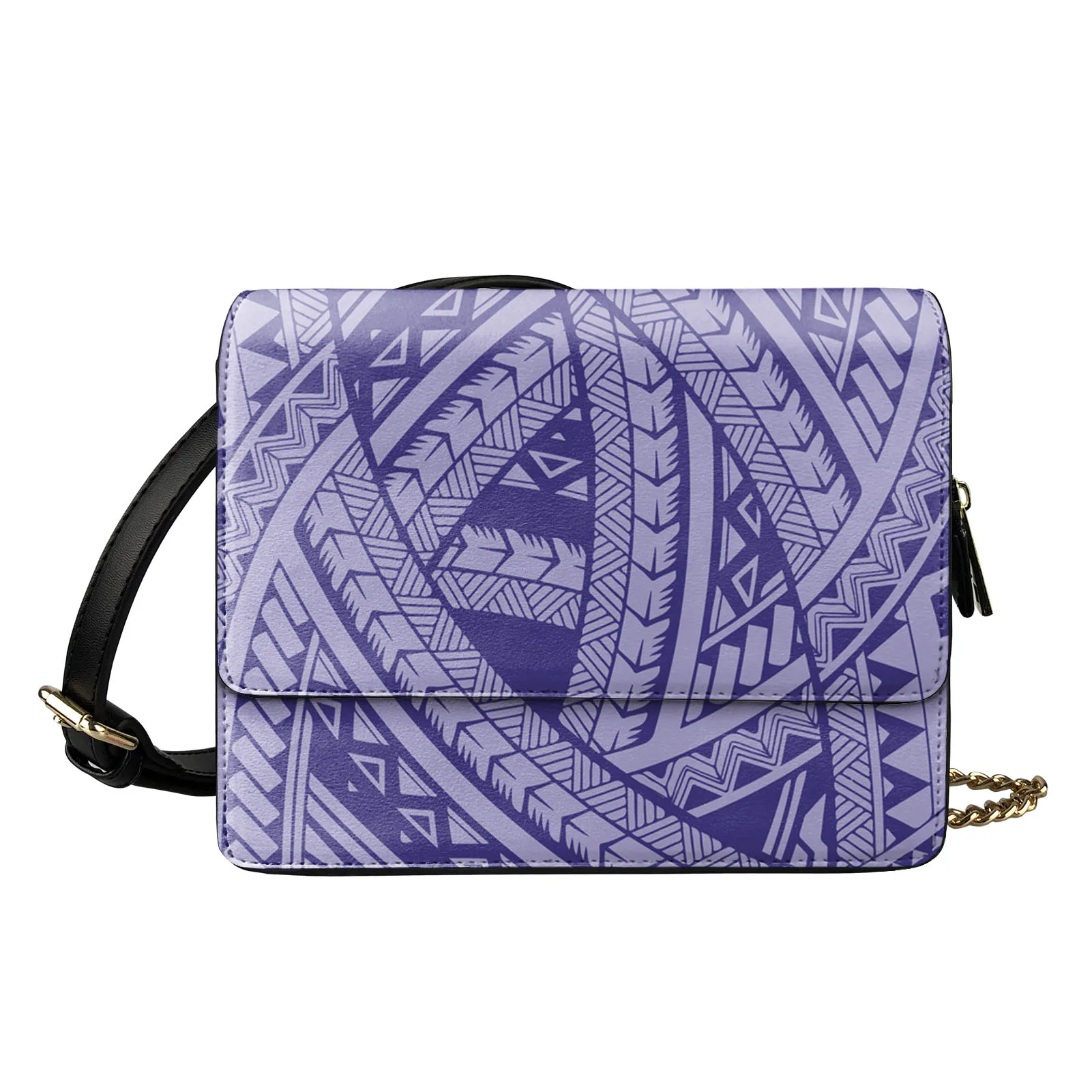 
Chain Strap Pu Leather Crossbody Single Shoulder Bag for Women Unique Tonga Polynesian Tribal Woman Ladies Messenger Handbags 