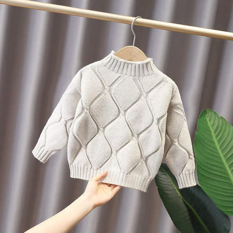 Winter kids baby girls boys autumn winter full sleeve solid knitted outwear coat toddler children Girls pullover sweater