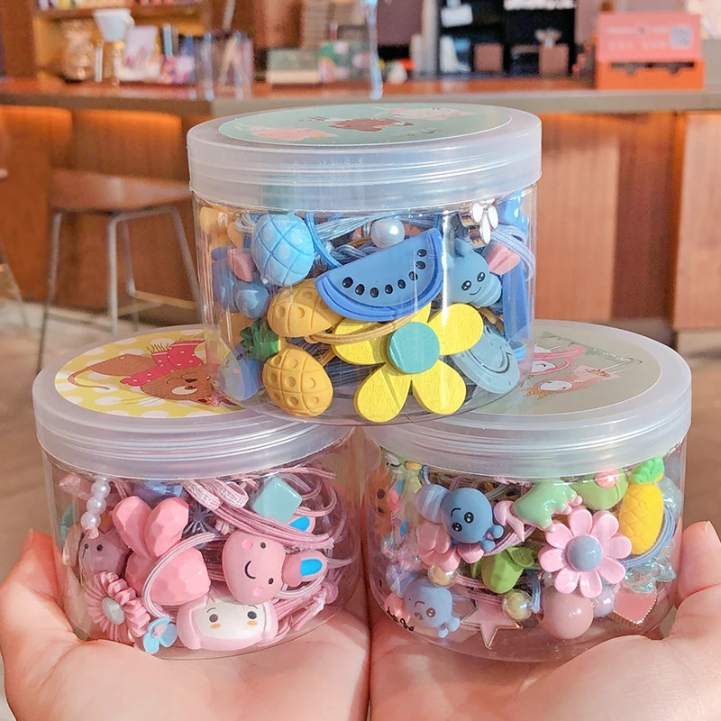 Hot sale Cartoon Ponytail Holders With Charms For Girls Toddlers Kids 20/30 PCS Plastic Ball Girl Hair Accessories set