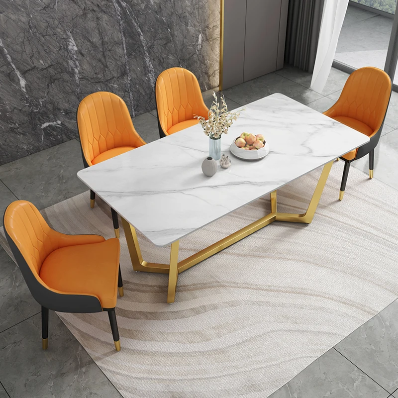 
Hot sale modern simple marble dining table and chair combination sets for home use 